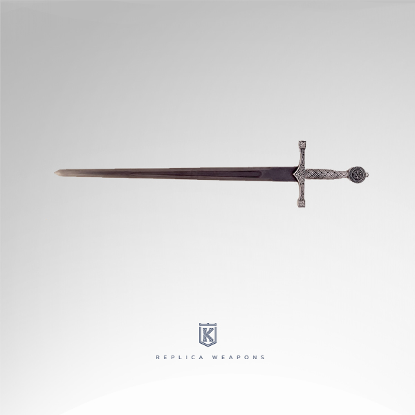 Réplica de la espada Excalibur con empuñadura decorativa y hoja de acero