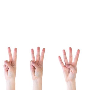 Manos con dedos indican cantidad del 1 al 5