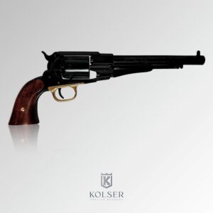Réplica Non-firing del revolver Remington 1858 fabricado por Kolser en acabado color negro con cachas de madera. Vista lateral derecha