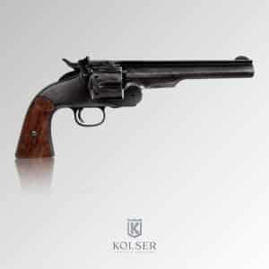 Réplica del revolver Schofield Smith and Wesson Modelo 3 de Kolser. Acabado en negro envejecido, vista perfil derecho.